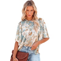 Azura Exchange Paisley Print Wide Sleeves Loose Blouse - S thumbnail