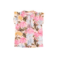 Azura Exchange Printed Tassel Tie Short Sleeve Blouse - L thumbnail
