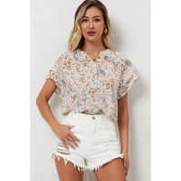 Azura Exchange Floral Mandarin Collar Top - XL thumbnail