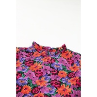 Azura Exchange Floral Print Puff Sleeve Blouse - M thumbnail
