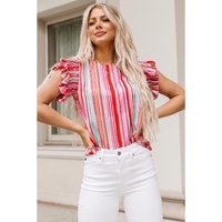 Azura Exchange Abstract Print Ruffle Sleeve Blouse - M thumbnail