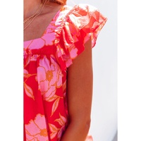 Azura Exchange Ruffle Sleeve Floral Blouse - L thumbnail