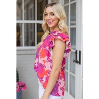 Azura Exchange Flutter Sleeves Frilled Neck Blouse - L thumbnail