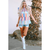 Azura Exchange Striped High Neck Flutter Top - M thumbnail