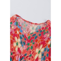 Azura Exchange Flower Print Puff Sleeve Peplum Top - S thumbnail