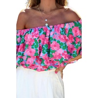 Azura Exchange Off-Shoulder Tiered Ruffle Blouse - M thumbnail