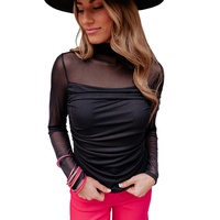 Azura Exchange Ruched Mesh Long Sleeve Top - XL thumbnail