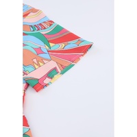 Azura Exchange Abstract Pattern Split V Neck Flowy Blouse - L thumbnail