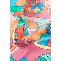 Azura Exchange Abstract Geometry Print Frilled V Neck Blouse - S thumbnail