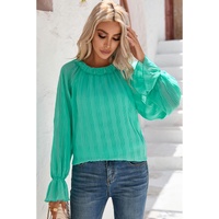 Azura Exchange Pleated Flared Cuff Long Sleeve Blouse - S thumbnail