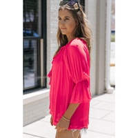 Azura Exchange Frilled Ruffled Sleeve Shift Top - M thumbnail