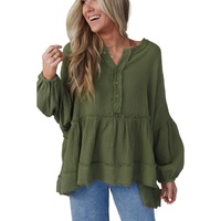 Azura Exchange Loose Sleeve Raw Edge Top - M thumbnail