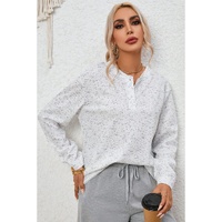 Azura Exchange Relaxed Rib Knit Long Sleeve Henley Top - M thumbnail