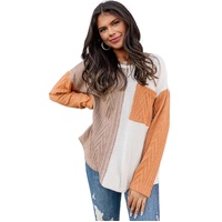 Azura Exchange Textured Knit Top with Colorblock Chest Pocket - M thumbnail