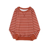 Azura Exchange Striped Print Ribbed Trim Top - S thumbnail