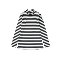 Black Striped Print Textured Knit Long Sleeve Tee - L thumbnail