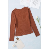 Azura Exchange Peekaboo Ribbed Long Sleeve Top - S thumbnail