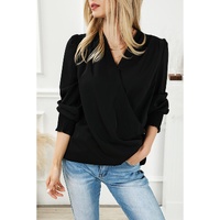 Azura Exchange Elegant Surplice Neck Draped Blouse - S thumbnail