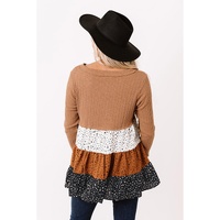 Azura Exchange Ribbed Tiered Ruffled Flowy Top - M thumbnail