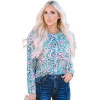 Azura Exchange Elegant Floral Print Long Sleeve Blouse - M thumbnail