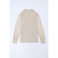 Azura Exchange Striped Mesh Long Sleeve Ribbed Top - 2XL thumbnail