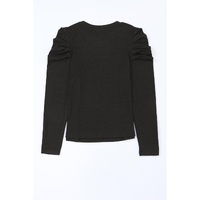Azura Exchange Buttoned Puff Long Sleeve Sheath Top - L thumbnail