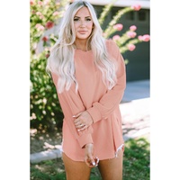 Crinkle Splicing Raw Hem High Low Oversized Blouse - L thumbnail