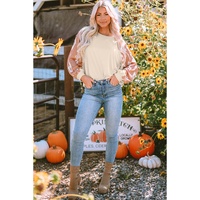 Apricot Western Print Patch Long Sleeve Top - L thumbnail