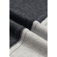 Gray Colorblock Seamed Ribbed Henley Hoodie - S thumbnail