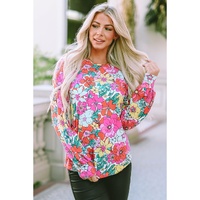 Azura Exchange Floral Long Sleeve Top with Twisted Hollow-out Back - S thumbnail