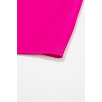 Bright Pink Pleated Mock Neck Frilled Trim Sleeveless Top - L thumbnail