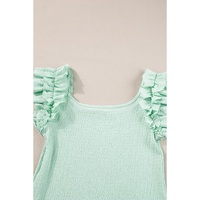 Clearly Aqua Ruffle Strap Crinkle Textured Tank Top - L thumbnail