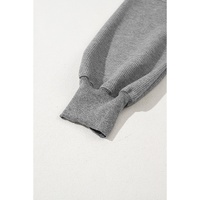 Gray Waffle knit Bishop Sleeve Split Oversized Top - S thumbnail