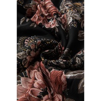 Black Floral Print Criss Cross V Neck Balloon Sleeve Blouse - L thumbnail