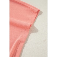 Grapefruit Orange Contrast Color Patchwork Oversized Side Split Top - L thumbnail