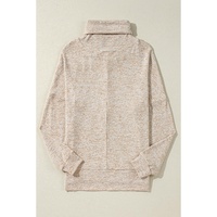 Apricot Drawstring Cowl High Neck Long Sleeve Split Top - S thumbnail