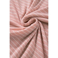 Pink Stripe Cowl Neck Side Slits Loose Fit Long Sleeve Top - L thumbnail