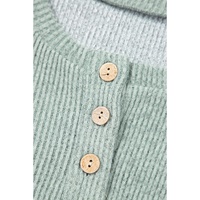 Light Grey Color Contrast Ribbed Loose Fit Long Sleeve Top - 2XL thumbnail