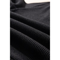 Black Color Contrast Ribbed Loose Fit Long Sleeve Top - S thumbnail