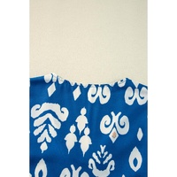 Blue Tribal Geometric Print 3/4 Sleeve Flowy Fit Blouse - L thumbnail