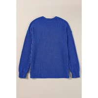 Bluing Corded GAME DAY Graphic Long Sleeve Crewneck Top - L thumbnail