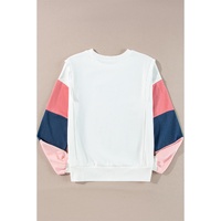 White French Terry Color Block Long Sleeve Top - L thumbnail