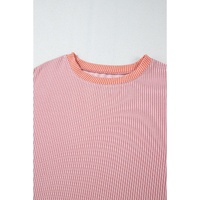 Multicolour Corded Colorblock Patchwork Drop Shoulder Long Sleeve Top - M thumbnail
