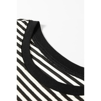 Black Stripe Loose Drop Shoulder Long Sleeve Top - 2XL thumbnail