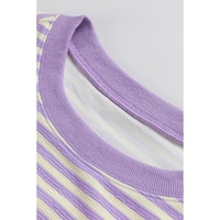 Azura Exchange Purple Stripe Loose Drop Shoulder Long Sleeve Top - L thumbnail