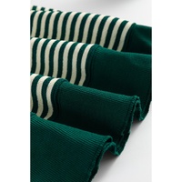 Green Stripe Loose Drop Shoulder Long Sleeve Top - 2XL thumbnail