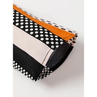 Orange Geo Print Colorblock Notched V Neck Blouse - L thumbnail