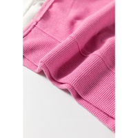 Sachet Pink Exposed Seam Striped Color Block Patchwork Long Sleeve Top - M thumbnail