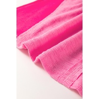 Sachet Pink Contrast Patchwork 3/4 Sleeve V Neck Loose Blouse - L thumbnail