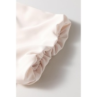 White Bow Tie Short Puff Sleeve Ruffle Hem Blouse - L thumbnail
